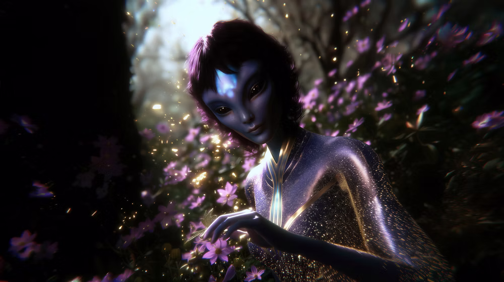 Astral Legends being among flowers